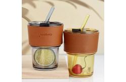 China OEM ODM 400ml Glass Coffee Cup / Mug With Lid And Straw supplier