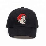 100% Cotton Black Embroidered Baseball Caps For Men Curved Visor Style for sale
