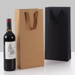 Cmyk Printed Paper Carrier Bags 11*35*9cm Kraft Wine Bottle Bags for sale