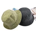 Washed Cotton Canvas Denim Bucket Hat Casual Outdoor Fishing Hiking Safari Boonie Hat for sale