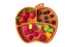 China Apple Shape Silicone Baby Tray Custom Suction Feeding Plate Set supplier