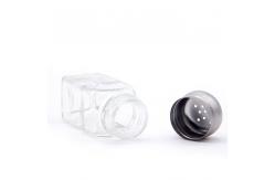 China 4Oz Empty Square Transparent Glass Spice Jar With Bamboo Wood Lid supplier