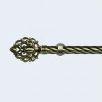 Anti-Brass 25MM Peacock Flower Finial 2-Meter Iron Twisted Curtain rod With double bracket for sale