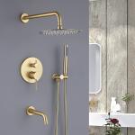 Ceiling Mount Bathroom Shower Faucets 12 Inch Shower Head With Handheld Gold for sale