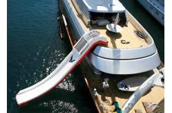 China Cheap Price Giant Inflatable Water Spots ,  Inflatable Curved Yacht Boat Slide supplier