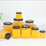 Square Glass Storage Bottles 750ml 26.5oz Spice Jars With Black Lids for sale