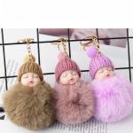 Silicone / Cotton Plush Keychain Toys Sleeping Baby Shape 12 * 7CM 40G for sale