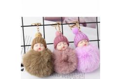 China Silicone / Cotton Plush Keychain Toys Sleeping Baby Shape 12 * 7CM 40G supplier