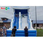 Inflatable Kids Slide For Pool Blue And White Pool Inflatable Bouncer Slide / Children Inflatable Water Park for sale