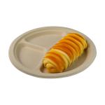 Bagasse 3 Compartment Paper Plates Recyclable Disposable Plates Round Restaurant for sale