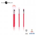3pcs Private Logo Cosmetic Makeup Brush Set With Synthetic Hair Red Wooden Handle for sale