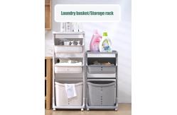 China Reusable High 79cm 2 Tier Plastic Laundry Basket With Wheels supplier