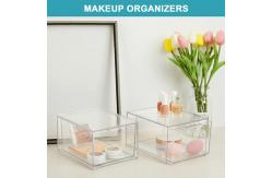 China 2 Pack Makeup Organizer Storage Drawers Plastic Storage Bins Stackable supplier
