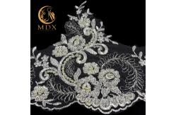 China Embroided Beaded Lace Trim Polyester 140cm Width With Metal Thread supplier