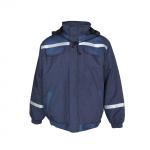 455 GSM Composite Fabric Quilted Jacket With Reflective Tapes And Detachable Hood for sale