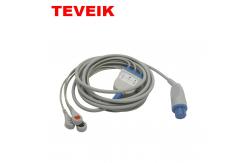 China Datex IEC Round 10 Pin 3 Leads Snap Cardiocap Ecg Adapter Cable supplier