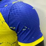 Permeable Blue Yellow Soccer Player Version Jersey Durable And Dynamic