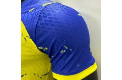 China Permeable Blue Yellow Soccer Player Version Jersey Durable And Dynamic supplier