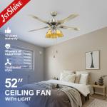Support Dimmer 52 Inches Stainless Steel Lighting Ceiling Fan with AC Motor Pure Copper for sale