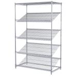 Goods Display Slanted Wire Shelving Units , 5 Tier Chrome Plated Steel Rack for sale