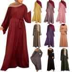 Women Clothes Middle East Abaya Muslim Solid Color Plus Size Muslim Long Dress for sale