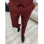 Lazio Burgundy Mens Tuxedo Suit Slim Fit Velvet Shawl Lapel Tuxedo
