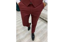 China Lazio Burgundy Mens Tuxedo Suit Slim Fit Velvet Shawl Lapel Tuxedo supplier