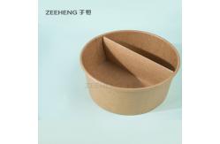 China 1100ml 36oz Disposable Kraft Salad Bowl With Insert Plate supplier