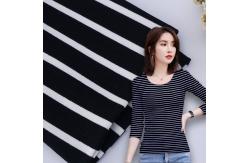 China Ribbed Cotton Interlock Fabric Double Yarn 32S Antibacterial Stripe Material supplier