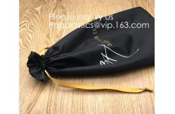 China Black Satin Drawstring Bag With Gold Printing And Ribbon, Various Color Thick Matt Satin Dust Bag,Small Silver Satin Dra supplier