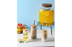 China 16 Oz Beer Can Drinking Glasses With Bamboo Lids 4pcs Set supplier