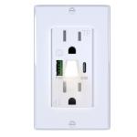 Mexico Easy Installation 125V 15A USB Receptacle with Night Light PD3.0 Fast Charger for sale