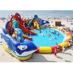 Huge Shark Inflatable Water Parks With Slide For Rent / Blow Up Water Playground for sale