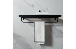 China Black Bathroom Towel Rack With Two Towel Bars Wall Mount Holder supplier