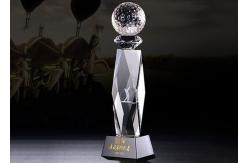 China Golf Event Crystal Trophy Cup With Inside 3D Laser Golf Figure OEM Available supplier