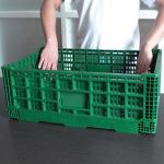 Portable Collapsible Fruit Plastic Crates With Hole Handles