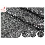 Shiny Embroidered Black Sequin Mesh Fabric For Party Evening Dress R&D Available for sale