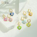Heart Diamond 14K Gold Plated Jewelry Colorful Enamel Pendant Earrings for sale