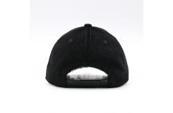China 100% Corduroy Black Flat Embroidered Baseball Caps Plastic Back Closure supplier