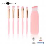 Retractable Synthetic Hair Makeup Brushes Plastic Handle With Gold Aluminium Ferrule OEM for sale