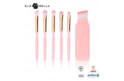 China Retractable Synthetic Hair Makeup Brushes Plastic Handle With Gold Aluminium Ferrule OEM supplier