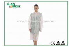 China MP SMS Tyvek Nonwoven Material Single Use Lab Coat With Zip Closure supplier