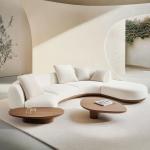 2 Reclining Walnut Color Sofa In Japanese Wabi-sabi Style For Modern Living Room Design And Home Furniture Set for sale