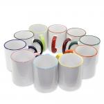 White Ceramic Sublimation Blank Coffee Mug Color Edge Cup With Colored Rim / Handle for sale