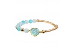 China Blue Plactic Chain Gold Metal Beads Handmade Bracelet For Women Party supplier