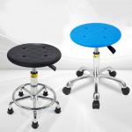 Professional PU ESD Antistatic Laboratory Stool With Aluminum Base Round Black Rotated Chair For Industry Garage Institution Bar for sale