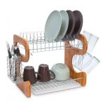 Stable 2 Tier Storage Unit , Bamboo / Stainless Steel Drain Rack Corrosion Resistance for sale