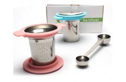 China Double Handle Reusable Stainless Steel Teapot Infuser Basket With  Lid supplier