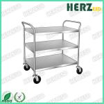 4 Wheels Stainless Steel Anti Static PCB / SMT Storage 3 Layers Trolley Cart for sale