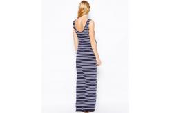 China 2017 beach dress design maternity long dress in blue and white stripe supplier